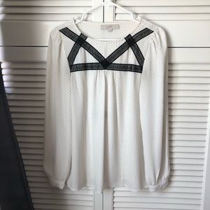 LOFT French style Blouse Sleeve Polka Dot Top